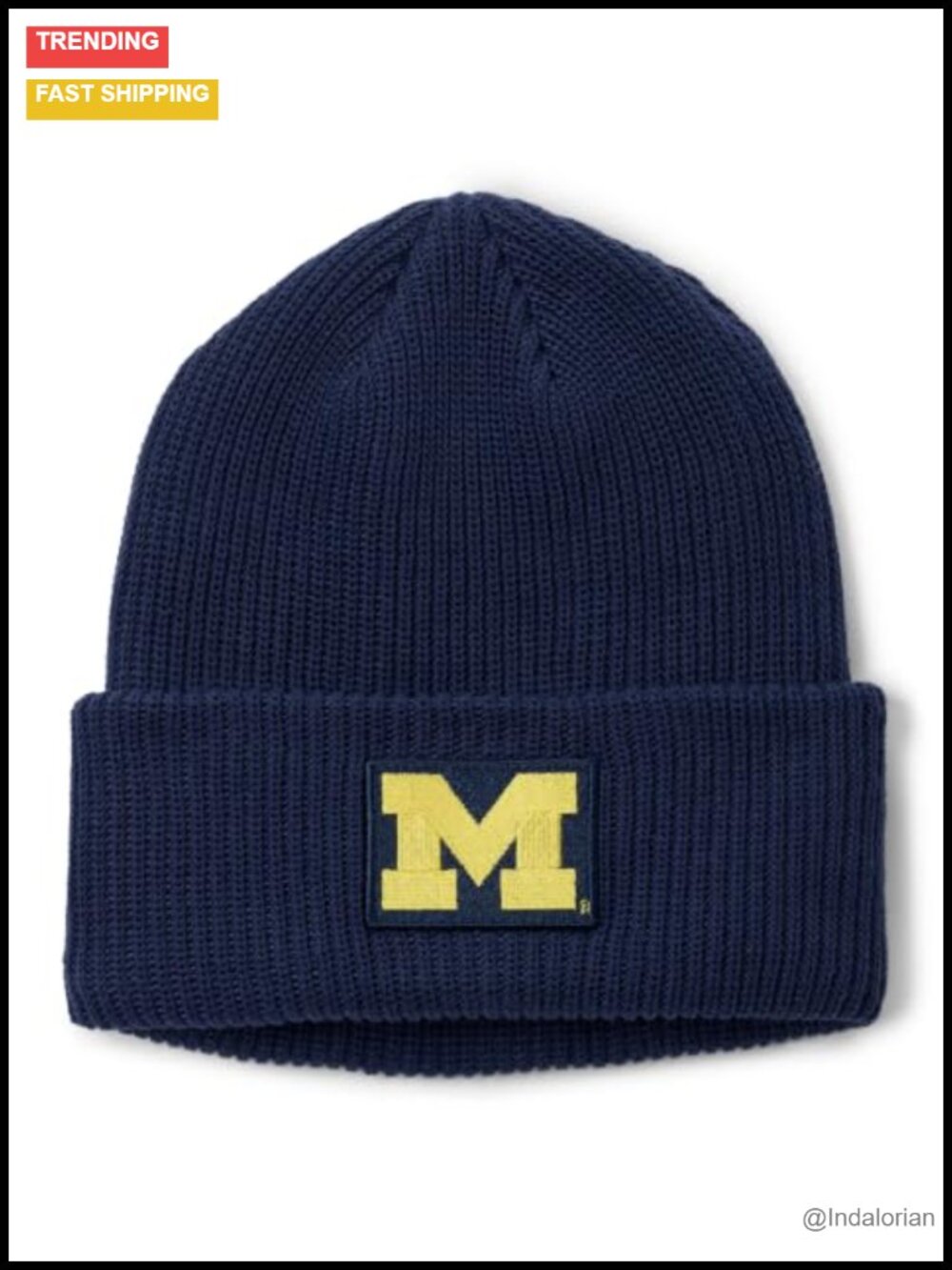 Collegiate Cuffed Knit Beanie Recycled Fabric One Size